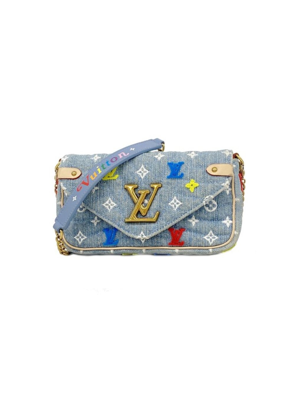 Louis Vuitton Shoulder Bag New Wave Pochette Chain Light Blue